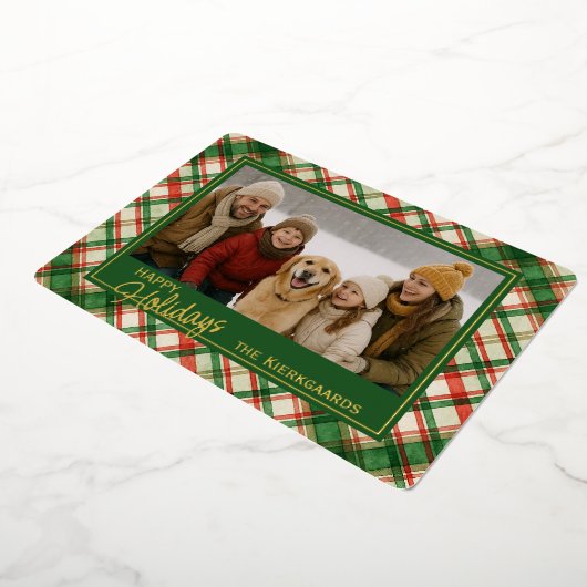 Leuk groen rood geplakt Waterverf patroon en goud Folie Feestdagenkaart (Gedraaid)