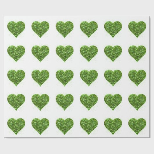 Leuk groen sprankelend glitter hart cadeaupapier (Vlak)