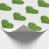 Leuk groen sprankelend glitter hart cadeaupapier (Hoek)