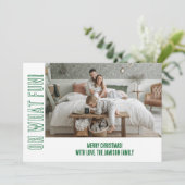 Leuk Groen Wit Typografie Kerstmis Foto Feestdagenkaart (Staand voorkant)