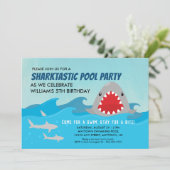 Leuk haai zwembad feest | Jongens Verjaardagsfeest Kaart (Staand voorkant)