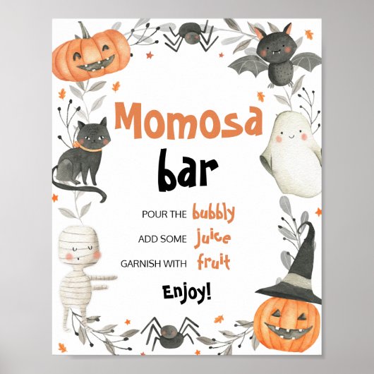 Leuk Halloween Baby shower Momosa Bar Teken Poster (Voorkant)