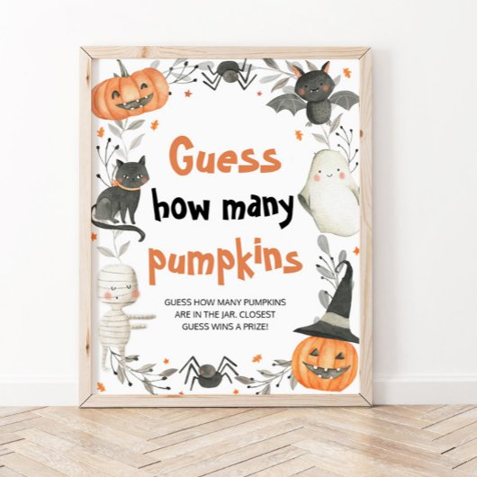 Leuk Halloween Baby shower Raad hoeveel pompoenen Poster