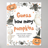 Leuk Halloween Baby shower Raad hoeveel pompoenen Poster (Voorkant)