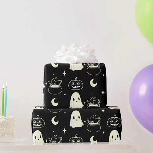 Leuk Halloween Boo Ghost Pattern Cadeaupapier (Feestgeschenken)