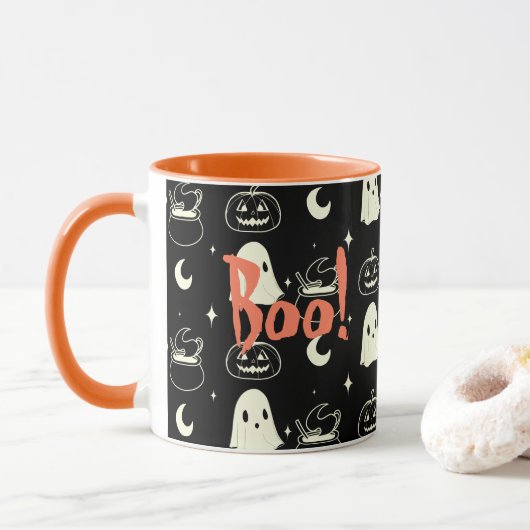Leuk Halloween Boo Ghost Pattern Mok (Met donut)