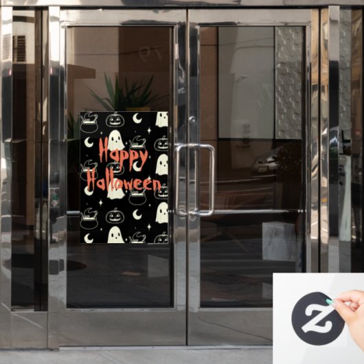 Leuk Halloween Boo Ghost Pattern Raamsticker (Kantoordeur)
