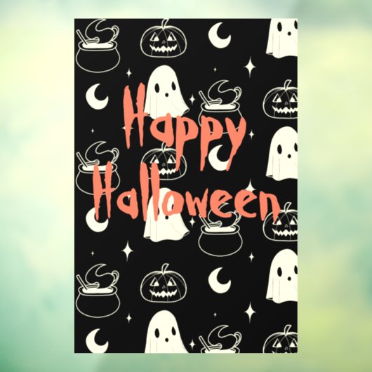 Leuk Halloween Boo Ghost Pattern Raamsticker (Vel 3)
