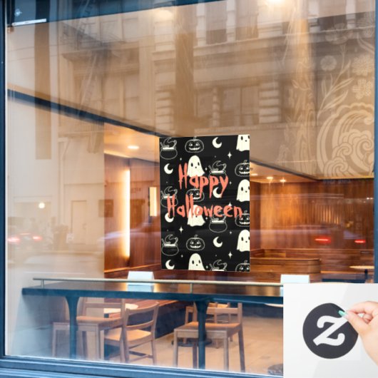 Leuk Halloween Boo Ghost Pattern Raamsticker (Cafe Raam)