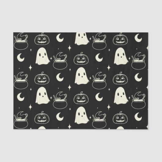 Leuk Halloween Boo Ghost Pattern Tissuepapier (Voorkant)