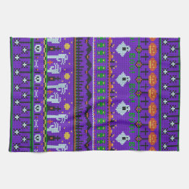 Leuk Halloween dagspul paarse breipatroon Theedoek