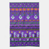 Leuk Halloween dagspul paarse breipatroon Theedoek (Verticaal)