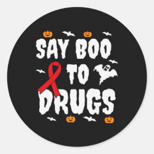 Leuk Halloween geschenk Say Boo to Drugs Awareness Ronde Sticker
