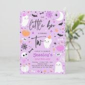 Leuk Halloween Ghost Little Boo 2e Verjaardagsfees Kaart (Staand voorkant)