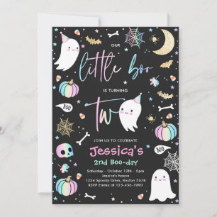 Leuk Halloween Ghost Little Boo 2e Verjaardagsfees Kaart