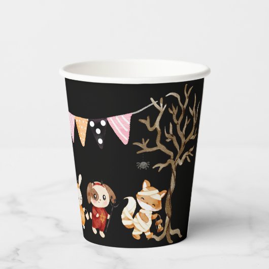 Leuk Halloween Kinder kostuum feest Papieren Bekers (Achterkant)