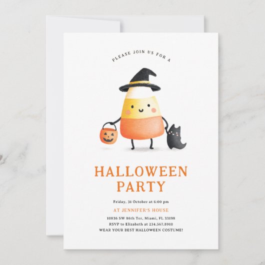 Leuk Halloween Kinder partij Kaart (Voorkant)