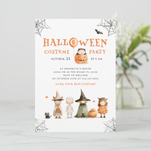 Leuk Halloween Kostuum Feest Kaart (Staand voorkant)