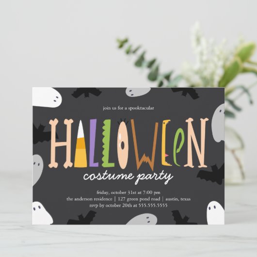 Leuk Halloween Kostuum Feest Kaart (Staand voorkant)