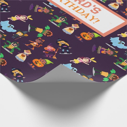 Leuk Halloween kostuum Modern Verjaardagsfeest Cadeaupapier (Hoek)