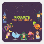 Leuk Halloween kostuum Modern Verjaardagsfeest Vierkante Sticker (Voorkant)