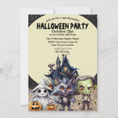 Leuk Halloween Kostuum Party en Haunted House Kaart (Voorkant)