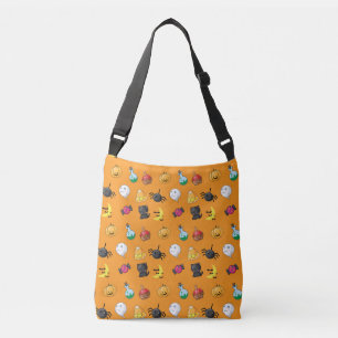 Leuk Halloween Patroon met oranje achtergrond Crossbody Tas