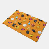 Leuk Halloween Patroon met oranje achtergrond Deurmat (Schuin)