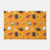 Leuk Halloween Patroon met oranje achtergrond Deurmat (Voorkant)