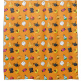 Leuk Halloween Patroon met oranje achtergrond Douchegordijn (Voorkant)