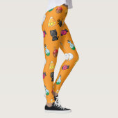 Leuk Halloween Patroon met oranje achtergrond Leggings (Rechts)