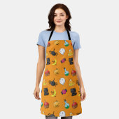 Leuk Halloween Patroon met oranje achtergrond Schort (Gedragen)