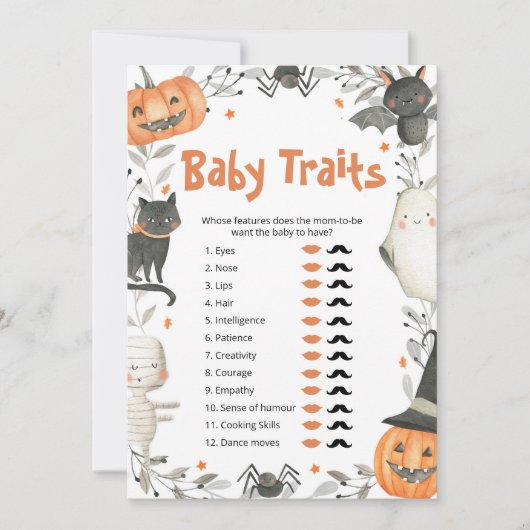 Leuk Halloween Pompoen Baby Traits Douche spel Kaart (Voorkant)