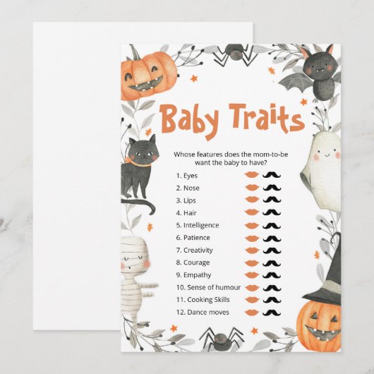 Leuk Halloween Pompoen Baby Traits Douche spel Kaart (Voorkant / Achterkant)