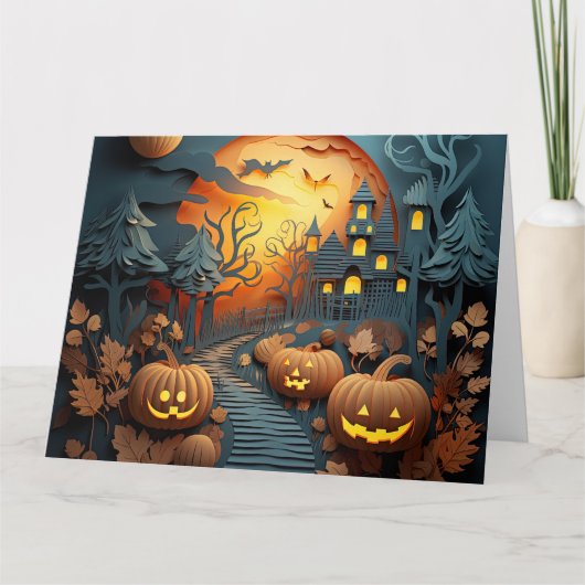 Leuk Halloween Scène 3D Effect Ontwerp Bedankkaart (Voorkant)