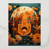 Leuk Halloween Scène 3D Effect Ontwerp Folie Feestdagen Briefkaart (Voorkant)