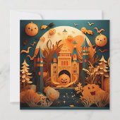 Leuk Halloween Scène 3D Effect Ontwerp Notitiekaartje (Voorkant)