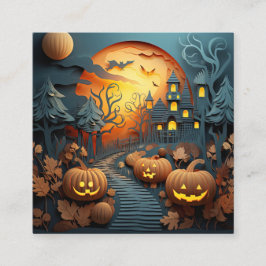 Leuk Halloween Scène 3D Effect Ontwerp Vierkante Visitekaartje