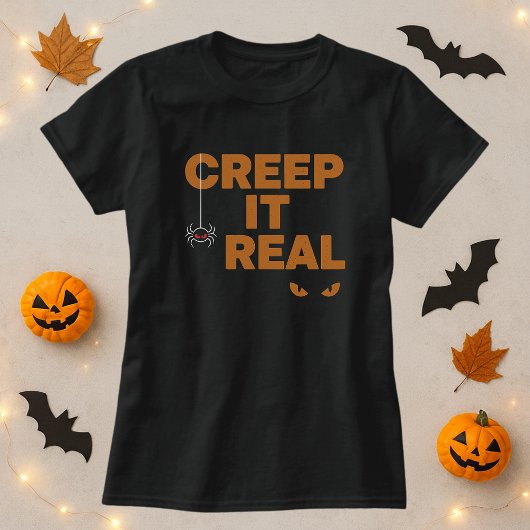 Leuk Halloween Shirt; Creep It Real Spider & Eyes T-shirt
