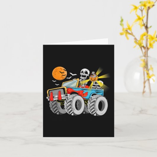 Leuk Halloween Skelet Monster-Truck Kinder Jongens Kaart (Gele Bloem)