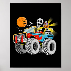 Leuk Halloween Skelet Monster-Truck Kinder Jongens Poster