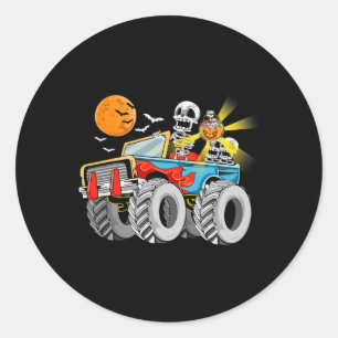 Leuk Halloween Skelet Monster-Truck Kinder Jongens Ronde Sticker