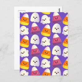 Leuk Halloween Snoep en spookpatroon Briefkaart