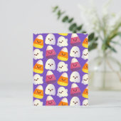 Leuk Halloween Snoep en spookpatroon Briefkaart (Staand voorkant)