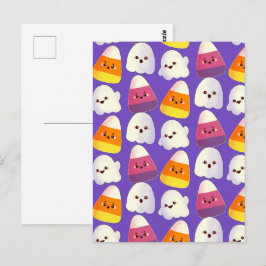 Leuk Halloween Snoep en spookpatroon Briefkaart