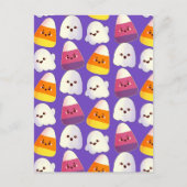 Leuk Halloween Snoep en spookpatroon Briefkaart (Voorkant)