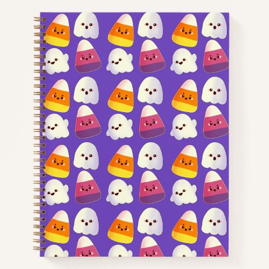 Leuk Halloween Snoep en spookpatroon Notitieboek (Voorkant)