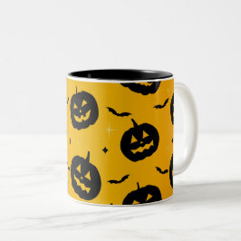 Leuk Halloween Zwart Pompoenen & Vleermuizen Patro Tweekleurige Koffiemok