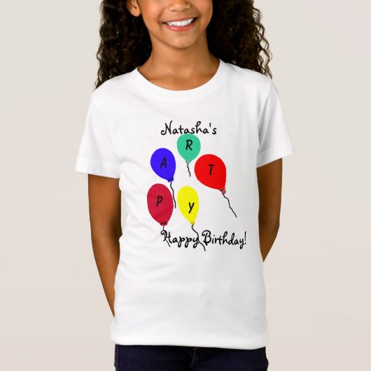 Leuk Happy Birthday Ballonnen T-shirt (Voorkant)