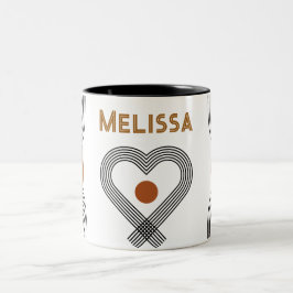 Leuk hart boho stijl kleurrijk geometrisch patroon tweekleurige koffiemok